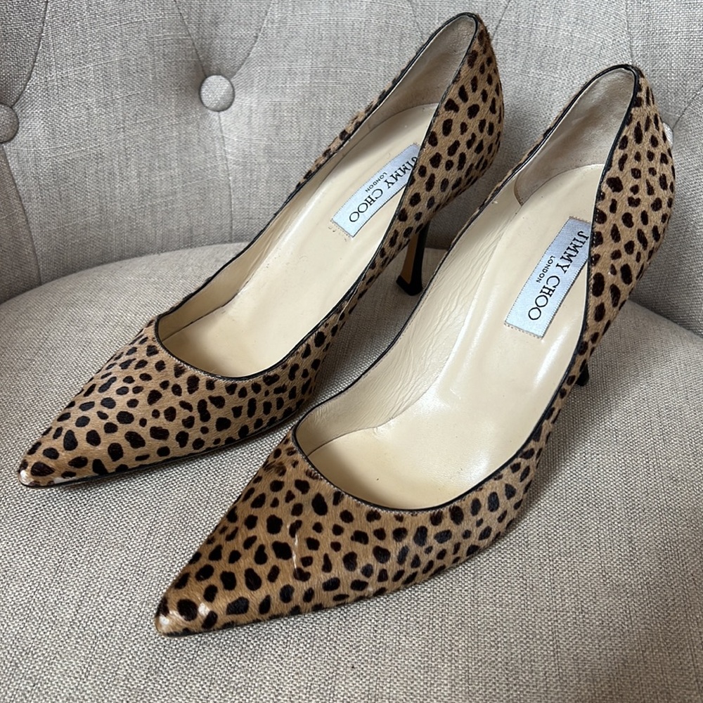 Jimmy Choo Elevens in Leopard size 40.5 Animal print Cheetah pony hair heels - Picture 16 of 16